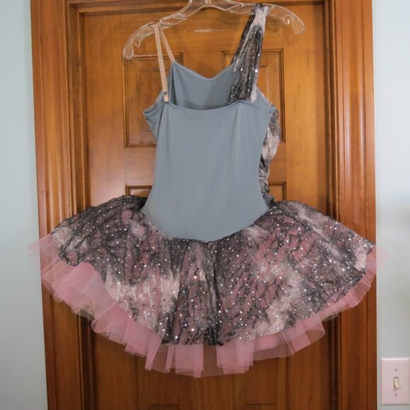 Curtain Call Grey/Pink/Black Ballet Tutu Silver Sequins Adult M - Picture 5 of 8